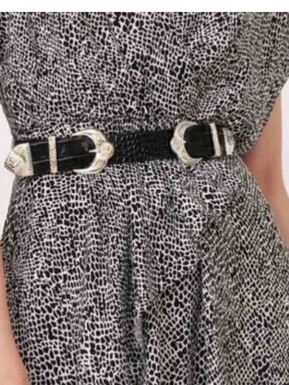 Maje Western two buckle size 2 NWT Ariona croc embossed  belt